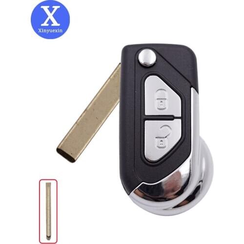 Xinyuexin Remote Flip Folding Car Key Shell Case Fob Fit for Peugeot Citroen DS3 Uncut Hu83 Key Blade Housing Cover 2 Buttons