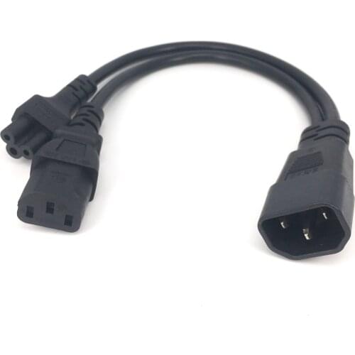 Y Type Splitter Power Cord ,IEC320 C14 Plug 3-Prong Male Power Cable Cord AC Power Adapter to C13 +C5 Female