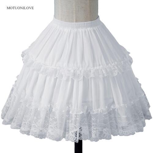 White Black Lolita Short Petticoats Hoop Jupon Crinolines Lace Rockabilly Vestido Adulto Summer Puffy Underskirt cancan de novia