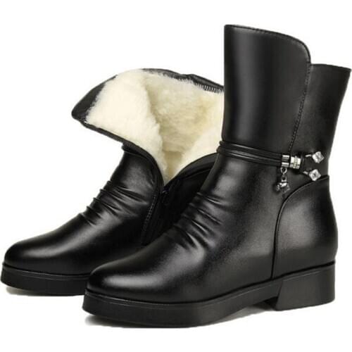 High Quality Cowhide Wool Boots Women Shoes Snow Boots 2020 New Fashion Winter Boots Warm Comfort Increase Within Women Boots