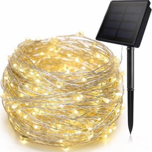Solar Powered Starry String Lights 5M 10M 20M Sensor Copper Wire Outdoor Fairy Light For Christmas Garden Holiday Decoration