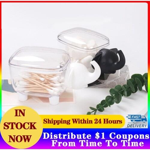 1PC Little Elephant Desktop Office Stationery Storage Box Creative Mini Plastic Cotton Swabs Dustproof Household Collection
