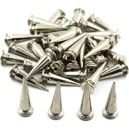 100Pcs Plastic Spikes Silver Black Color Studs And Spikes Cone Bullet Rivets Punk Accessories For Clothes Bags Belts DIY Crafts