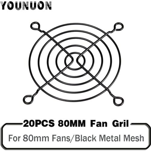 20Pieces Black 80mm Fan Grills 80x80mm Metal Wire Finger Guard For CPU Fan DC Fan Grill Guard Protector