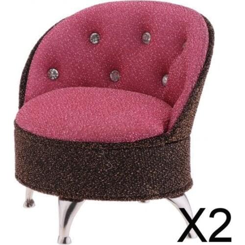 2xSingle Sofa Chair Furniture Jewellery Box for 1/6 Scale Dolls Pink+Coffee