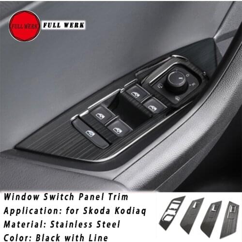 4PCS/SET Car Window Control Switch Panel Trim Decoration Cover Frame Protector Sticker for Skoda Kodiaq 17-21 GTAuto Accessories