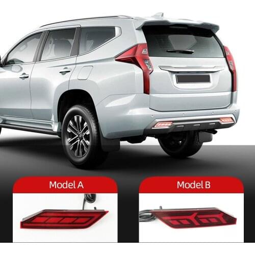 Car Flashing 2PCS LED Reflector For Mitsubishi Pajero Montero Sport 2019 2020 Car Rear Turn signal Bumper Light Brake Light