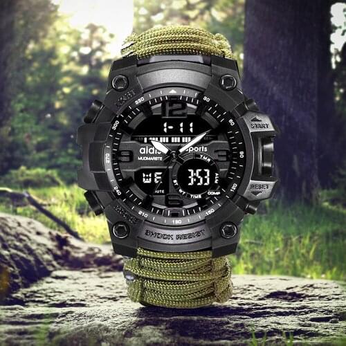 ADDIES Sports Mens Watches Top Brand Luxury Military Quartz Watch Compass Alarm Clock Waterproof Male Clock relogio masculino