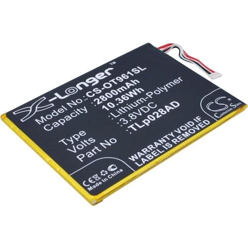 CS 2800mAh / 10.64Wh battery for Alcatel One Touch Pixi 7, OT-9006W TLP028AC, TLp028AD, TLp034B
