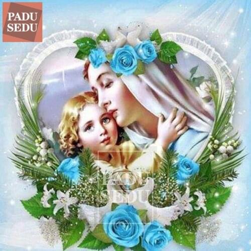 DIY Diamond Embroidery Diamond Mosaic Painting Full Square Round Resin Drill Religion Virgin Child Rhinestones Decor Modern Home