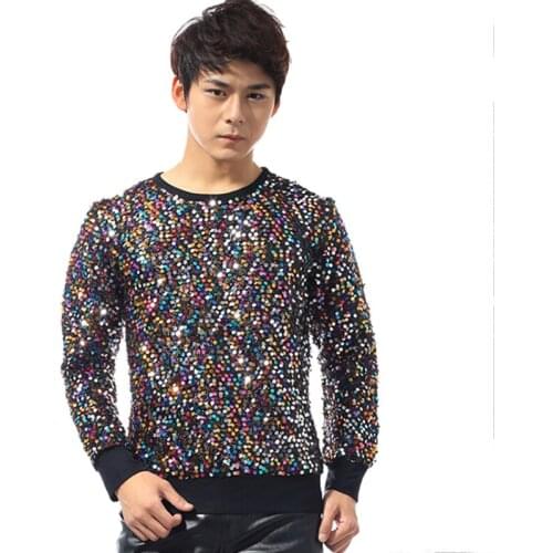 Jazz Dance Costumes Nightclub Colorful Sequin Glitter Personality Clothes Male Bar Dj Singer Stage Wear Men Prom Clothes DT827