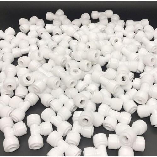 Heman 50pcs RO Water 3 Ways T Shape Quick Connector Coupling Fitting 1/4'' OD Hose Leak-Proof 1/4'' BSP Reverse Osmosis System