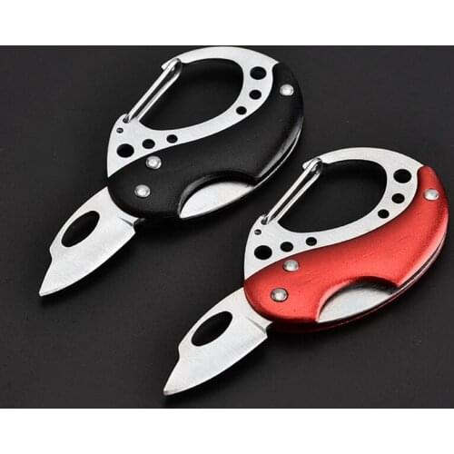 Cutting Tool Survival Carabiner Snap Mini Knife Spring Clip Camping Hiking Hook Backpack Tactical Buckle ClipKey Ring Keychain