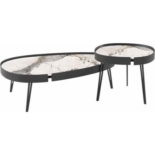 Italian luxury rock plate coffee table Modern minimalist small apartment combination designer special-shaped coffee table