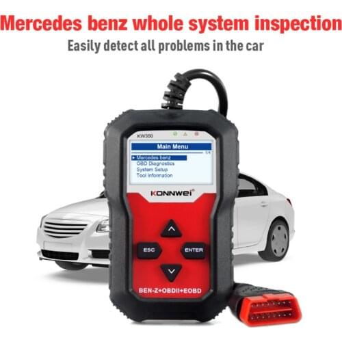 KONNWEI KW360 For Mercedes Benz OBD2 Car Diagnostic Automotive OIL TPMS Reset OBD 2 Code Reader Adapter ODB2 Scanner Auto Tools