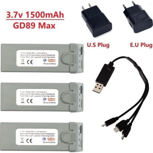 3.7v 1500mAh Lipo Battery With 3in1 Cable Charger Set For GD89 Max Drone RC Quadcopter Spare Parts 3.7v Rechargeable Battery