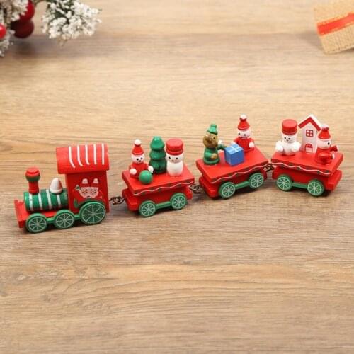 Cute Wodden Train for Chistmas Railway Tracks Toys for Home Party Desktop Decoration New Year Xams Gifts for Kids Adults 2022