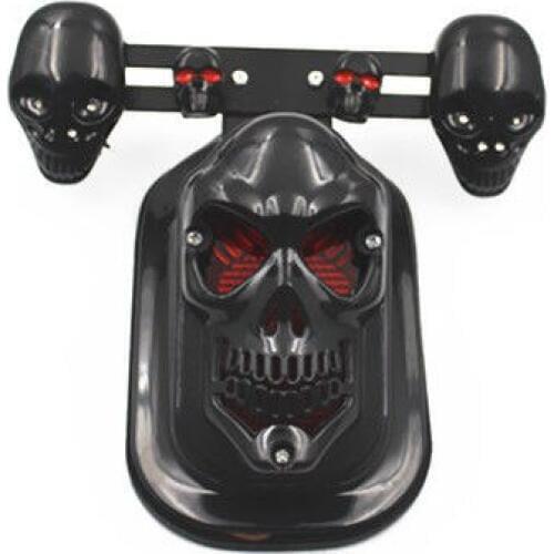 Motorcycle Black Skull Rear Tail Stop Brake Light Turn Signal Blinker For Harley Honda Suzuki Kawasaki Yamaha