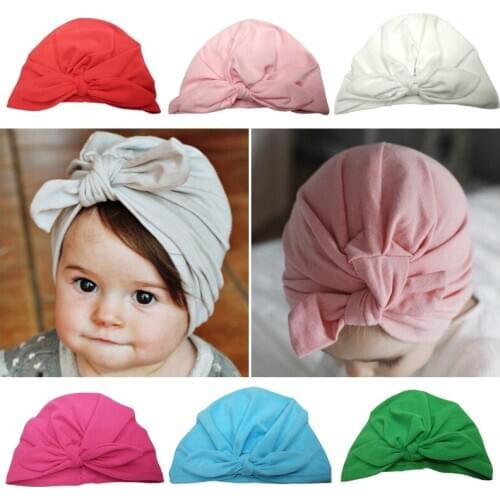 Brand New Newborn Baby Kids Boys Girls Soft Turban Cap Beanie Solid Cotton Cute Bow Knot Wrap Hats Milk Fiber Beanis Baby Gifts