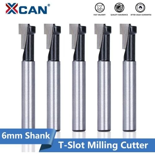 XCAN 6mm Shank T-Slot Milling Cutter Router Bit Set Hex Bolt Key Hole Bits T Slotting Milling Cutter for Woodworking Tool