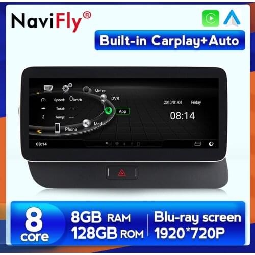 NaviFly 8+128G 1920*720 Android Car GPS Navigation Multimedia Car Radio DVD Stereo For Audi Q5 2009-2016 Built In Carplay + Auto