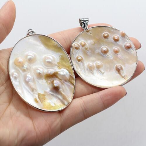 New Fashion Natural Mother of Pearl Shell Pendant Oyster Baroque Pearl Charms Seashell Pendants for DIY Necklace Jewelry Making