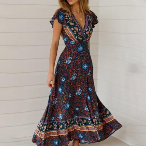 Dresses for women 2021 Sexy Dress Sexy V-neck Floral Print Summer new Dress for Holiday beach show thin vestido playa
