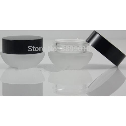 Empty 5g Glass Cream Jar Small Women 5ml Cosmetic Container Mini black Lid Refillable Bottle F673
