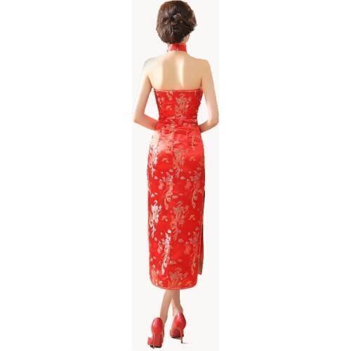 Sexy New Lady Evening Party Dress Brand Chinese Vintage Backless Long Cheongsam Qipao Button Costume S M L XL XXL XXXL 011502