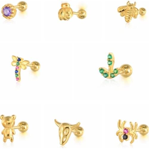 BOAKO 2021 Trend 925 Sterling Silver Stud Earring For Women Animal Zircon Piercing Earings Jewelry Pendientes Plata 925 Ohrringe