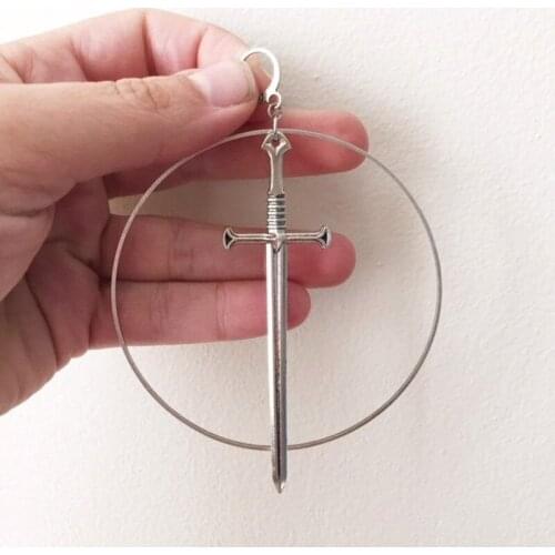 Goth Sword Excalibur Statement Earrings Drop Classical Occult Dark Gothic Punk Creativity Jewelry Dagger Women Gift Exaggerate