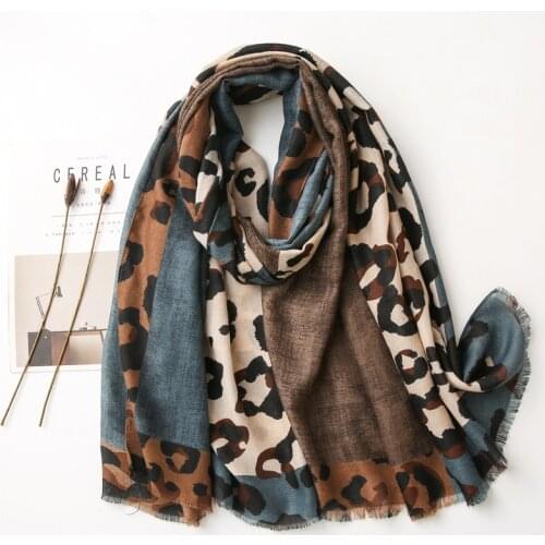 Women Fashion Leopard Patchwork Fringe Viscose Shawl Scarf Lady High Quality Wrap Pashmina Stole Bufandas Muslim Hijab 180*90Cm