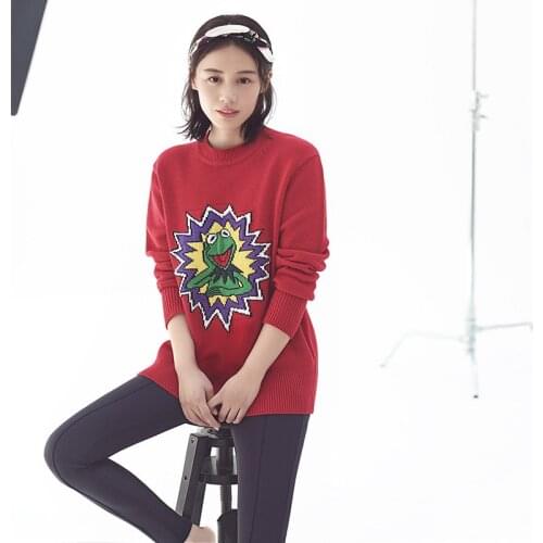 Patads France autumn and winter limited edition printed frog casual knitting sweater lady s2713h maslachun 2 colors