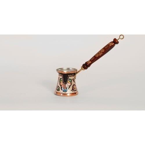 Turkish Traditional Design Copper Handmade Engraved With Handle With Inlays Coffee Pot Ottoman Arabic Coffee Espresso