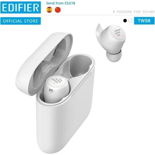EDIFIER TWS6 Qualcomm aptX Bluetooth V5.0 TWS wireless charging Earbuds tap control IPX5 Waterproof wireless earphone up to 32hr