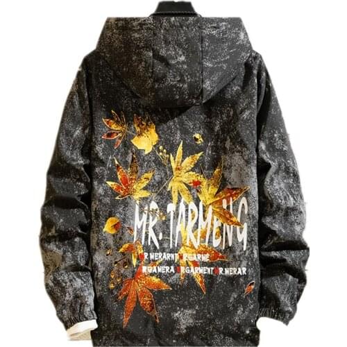 Jacket Spring & Autumn Male Windbreaker Mens Embroidered Maple Leaf Clothing Coats Jackets Men Hooded Thin Waterproof Outwear