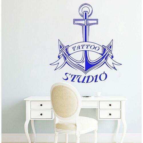 Tattoo Studio Logo Wall Sticker Anchor Vinyl Window Wall Decal Tattoo Salon Room Decor Nautical Art Decorations Wallpaper X861
