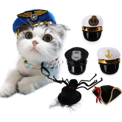 Halloween Dog Funny Hat For Small Medium Cat Posing Props Captain Aviator Spider Headgear Cosplay Party Suit Pet Product