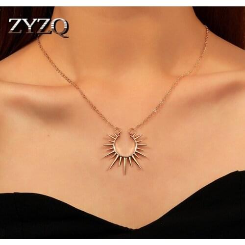 ZYZQ Fine Metal Sun Flower Pendant Necklace For Women Lovely Chain Choker Mothers Day Femme Jewelry Accessories 2021
