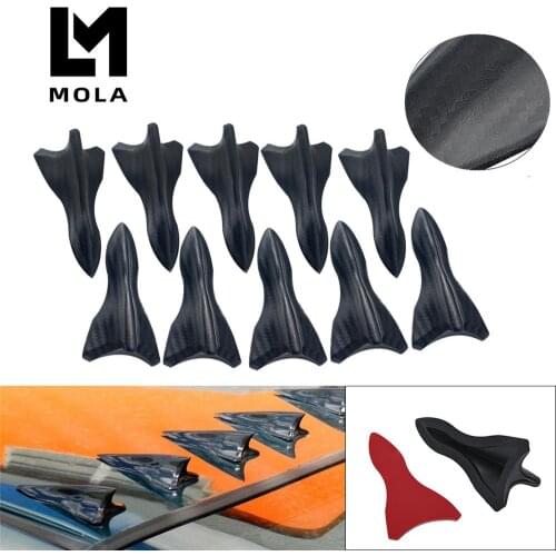 10Pcs Carbon Fiber Design-Looking Color VORTEX GENERATOR FLEXIBLE PP EVO-STYLE ROOF SHARK FINS SPOILER WING KIT UNIVERSAL