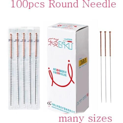 100 pcs disposable aucpuncture needle copper handle CB Round needle painless massage needle sharp needle slimming body