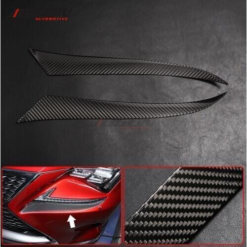 2pcs Car Front Headlight Lamp Eyebrow Eyelid Trim For Lexus RC 300 350 RC F 2015 2016 2017 2018 Real Carbon Fiber