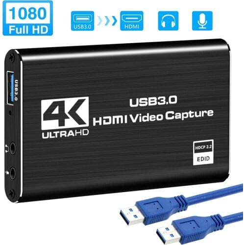 2021 USB3.0 HDMI 4K60Hz Video Capture HDMI to USB Video Capture Card Dongle Game Streaming Live Stream Broadcast with MICinput