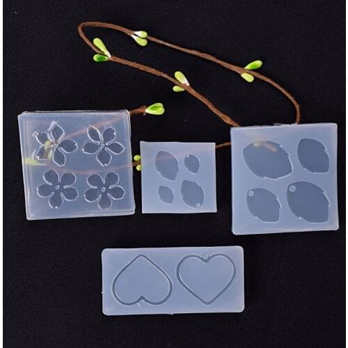 4Pcs Flower Leaves Pendant Resin Mold Slilcone UV Resin Mold Jewelry Making Tool