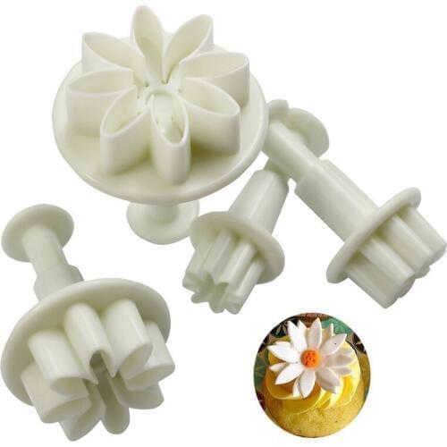 4pcs/set Daisy Flower Fondant Cookie Mold Cake Plunger Cutter Mold Pastry Embosser Tools Cookie Tools Cake Decorating Tools