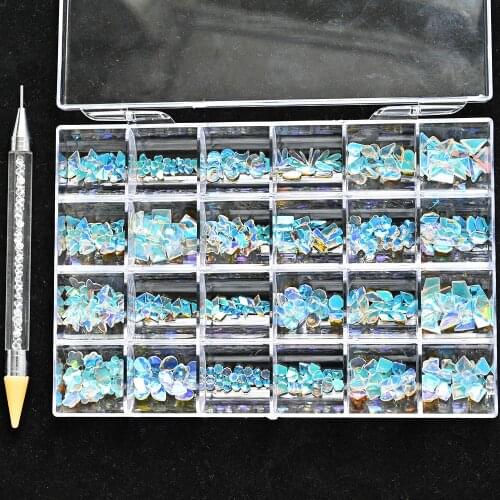 400/480pcs AB/BLOOD-RED XX-LARGE Glass Nail Rhinestones 20/24Grids Flat-Back Waterdrop Horse-Eye Diamond Crystal Gemstones #ZB33