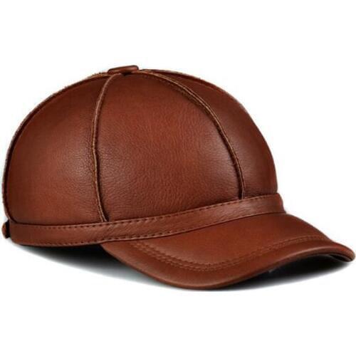 Black Women MEN Genuine Leather Baseball Cap Adjustable Casual Warm HAT Free Shipping real cowhide hats