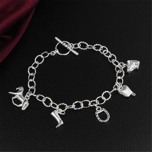 925 Sterling Silver colorLink Chain Bracelet Cute Girls Charm Cubic Zirconia Micro Pave CZ Crystal Bracelet Jewelry S004