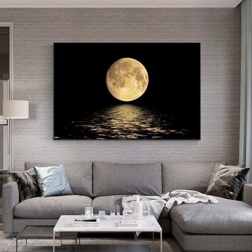 Black White Moon Canvas Paintings Modern Wall Art Posters and Prints Art Abstract Modular Pictures for Living Room Wall Decor