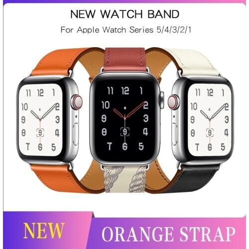 2020 New Noir Gala Leather Single Tour Rallye Band for Apple Watch 5/4/3 iwatch 40mm/44mm Black Buckle Noir/Blanc/Gold Strap